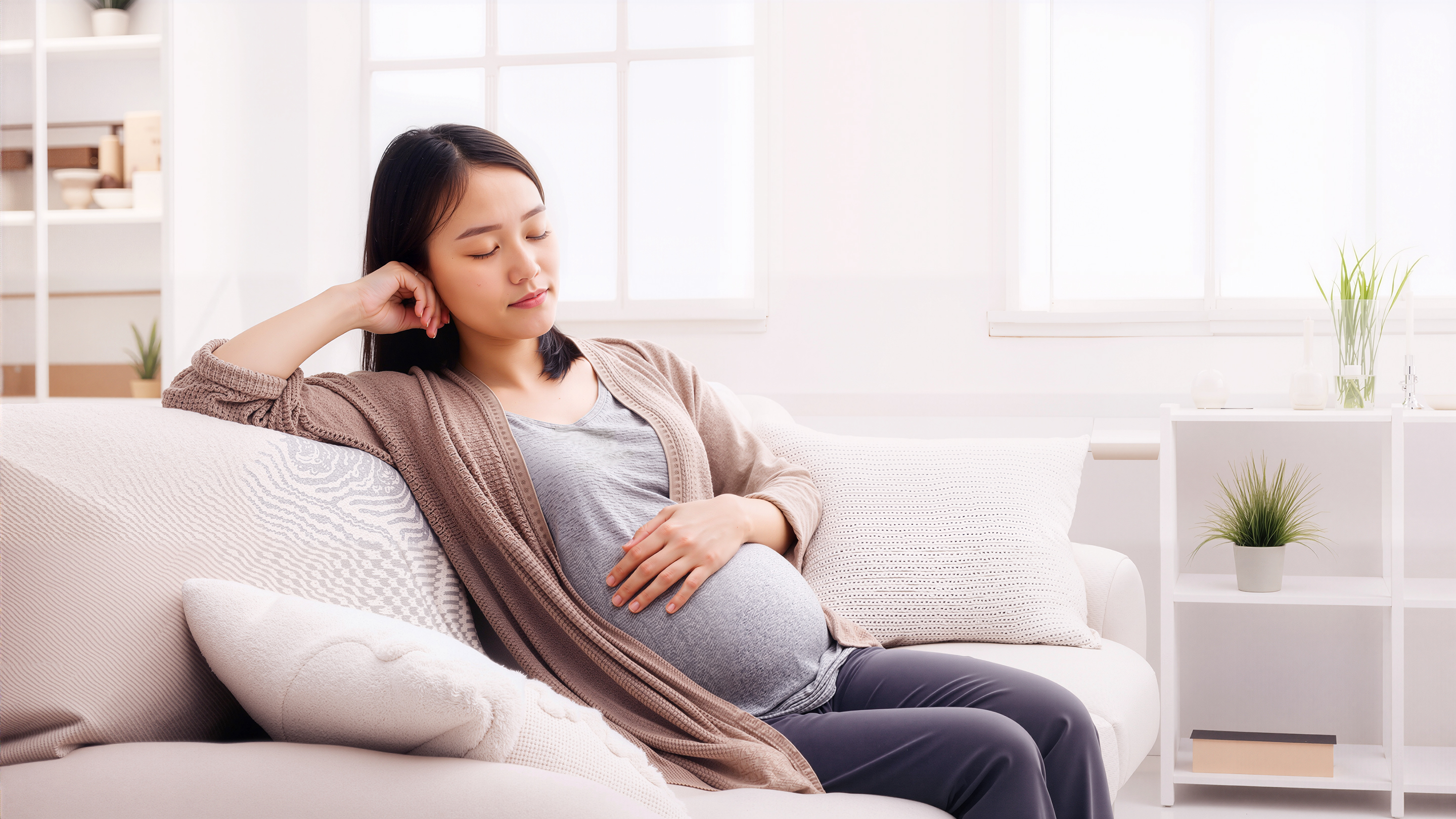 花瓣素材_常规内容-人物系列写实孕妇靠在沙发上闭目养神图片_194605910.jpg